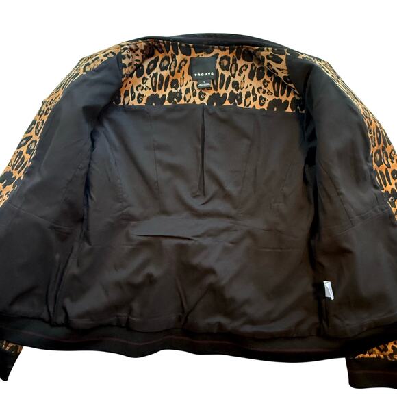 Trouve Leopard Peplum Jacket Women’s Large Animal Print Lined Zip - Picture 4 of 9